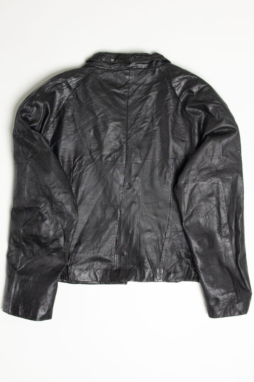 Short Collared Leather Jacket 254