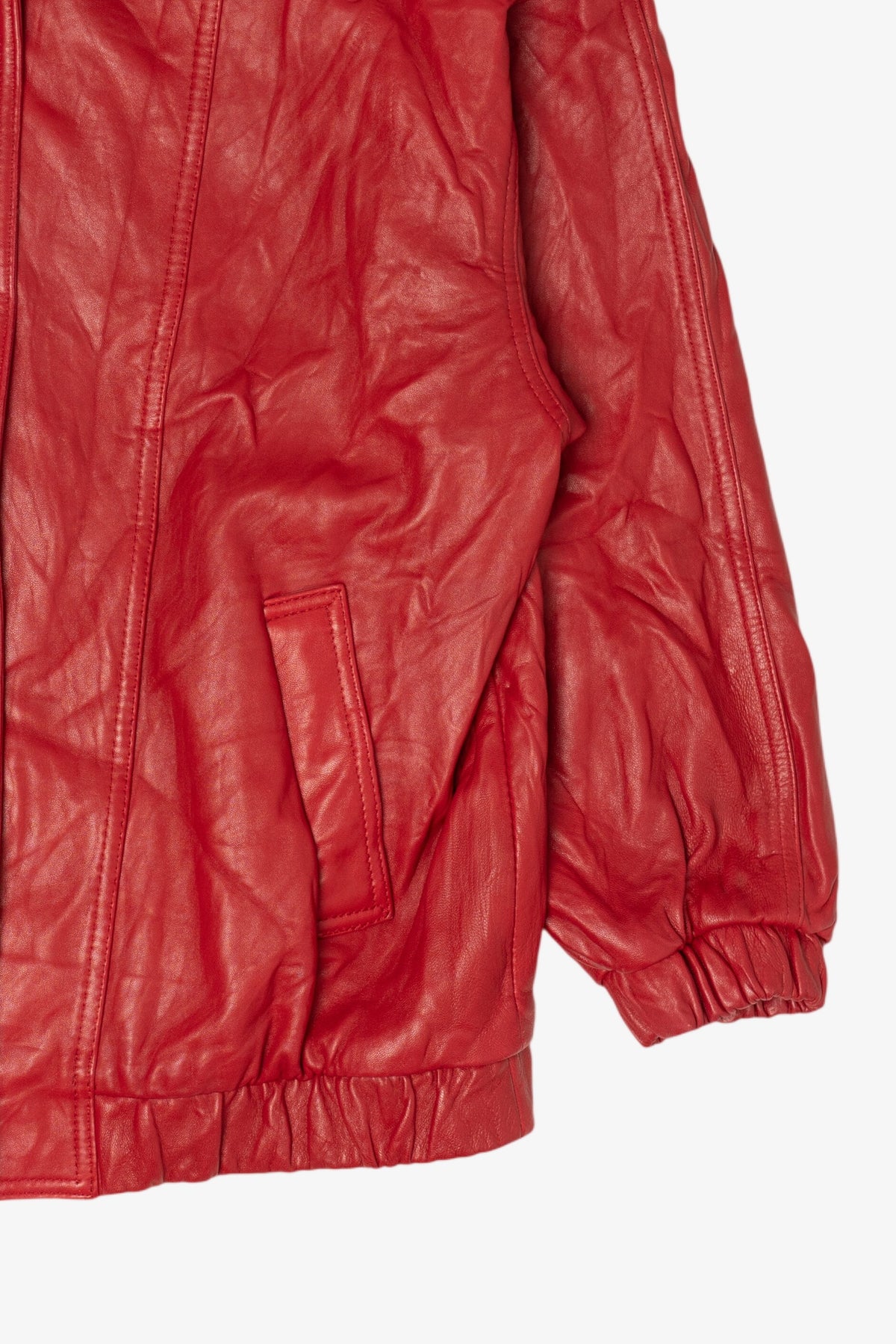 Vintage Red Leather Nordstrom Bomber Jacket (1980s)
