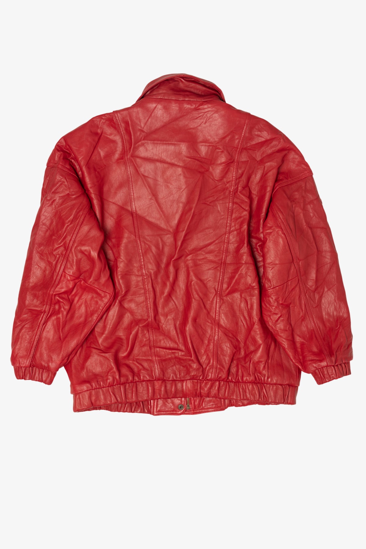 Vintage Red Leather Nordstrom Bomber Jacket (1980s)