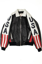 Vintage "USA" American Flag Michael Hoban Leather Jacket