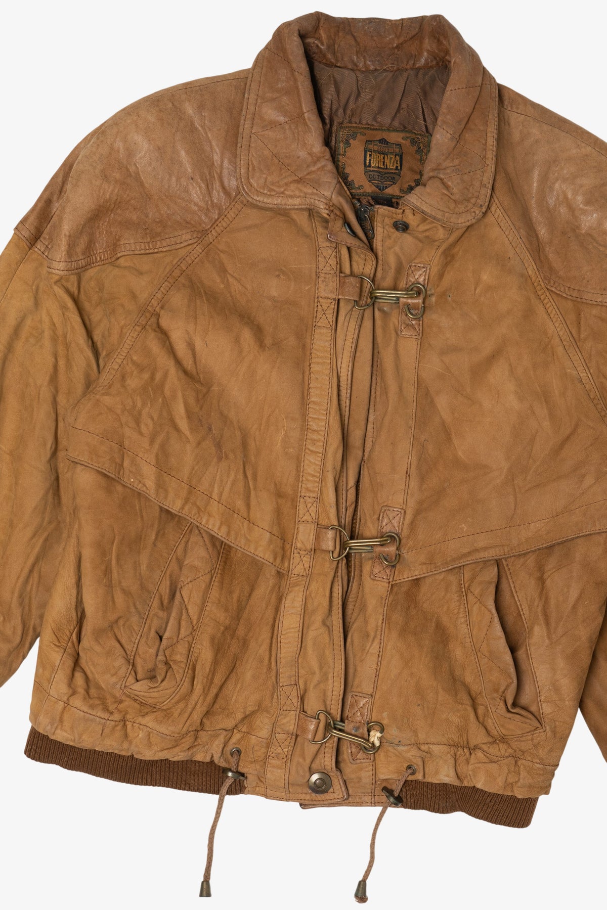 Vintage Forenza Fireman Clasp Leather Bomber Jacket (1980s)