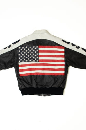 Vintage "USA" American Flag Michael Hoban Leather Jacket