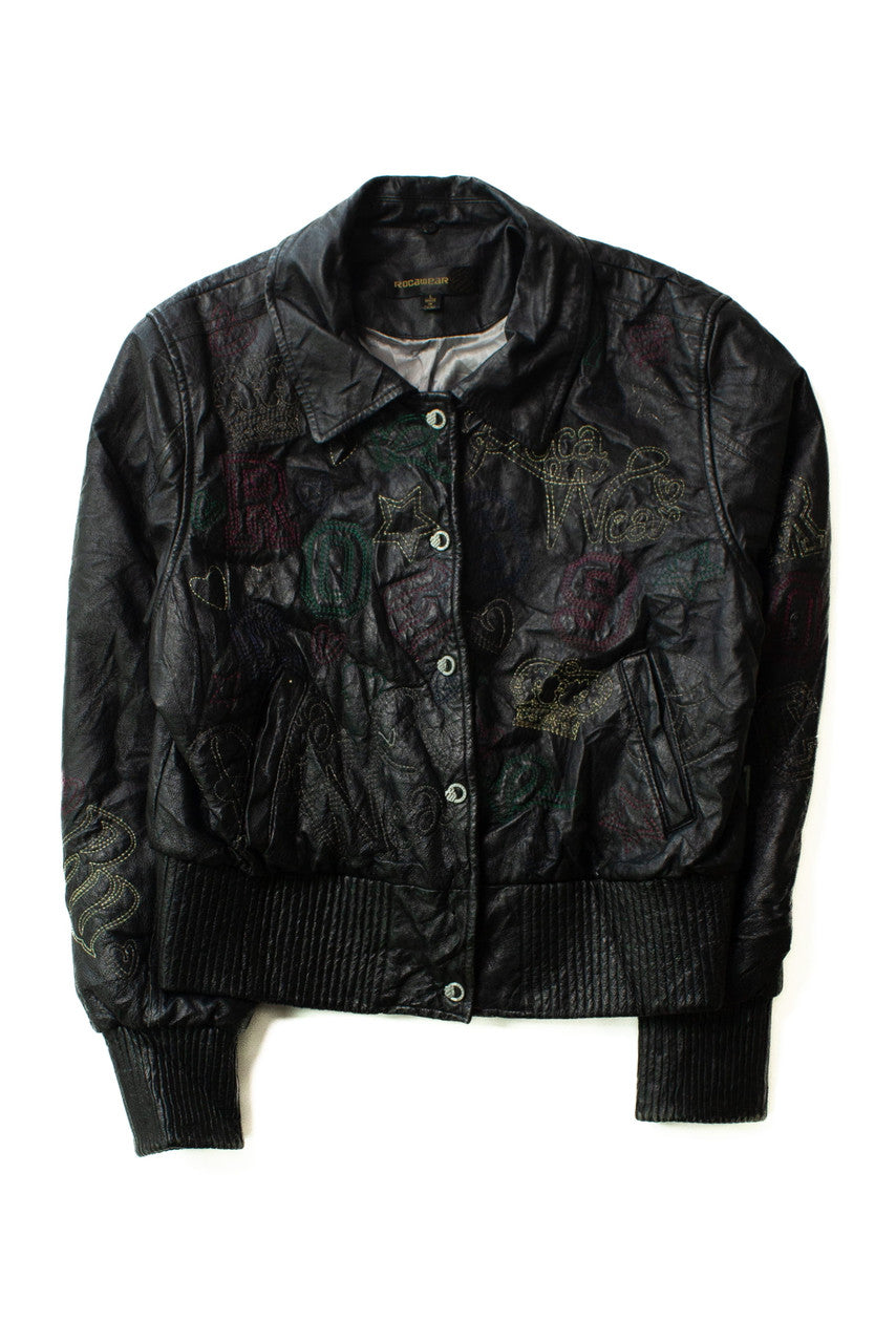 Vintage Rocawear Embroidered Leather Jacket (2000s)