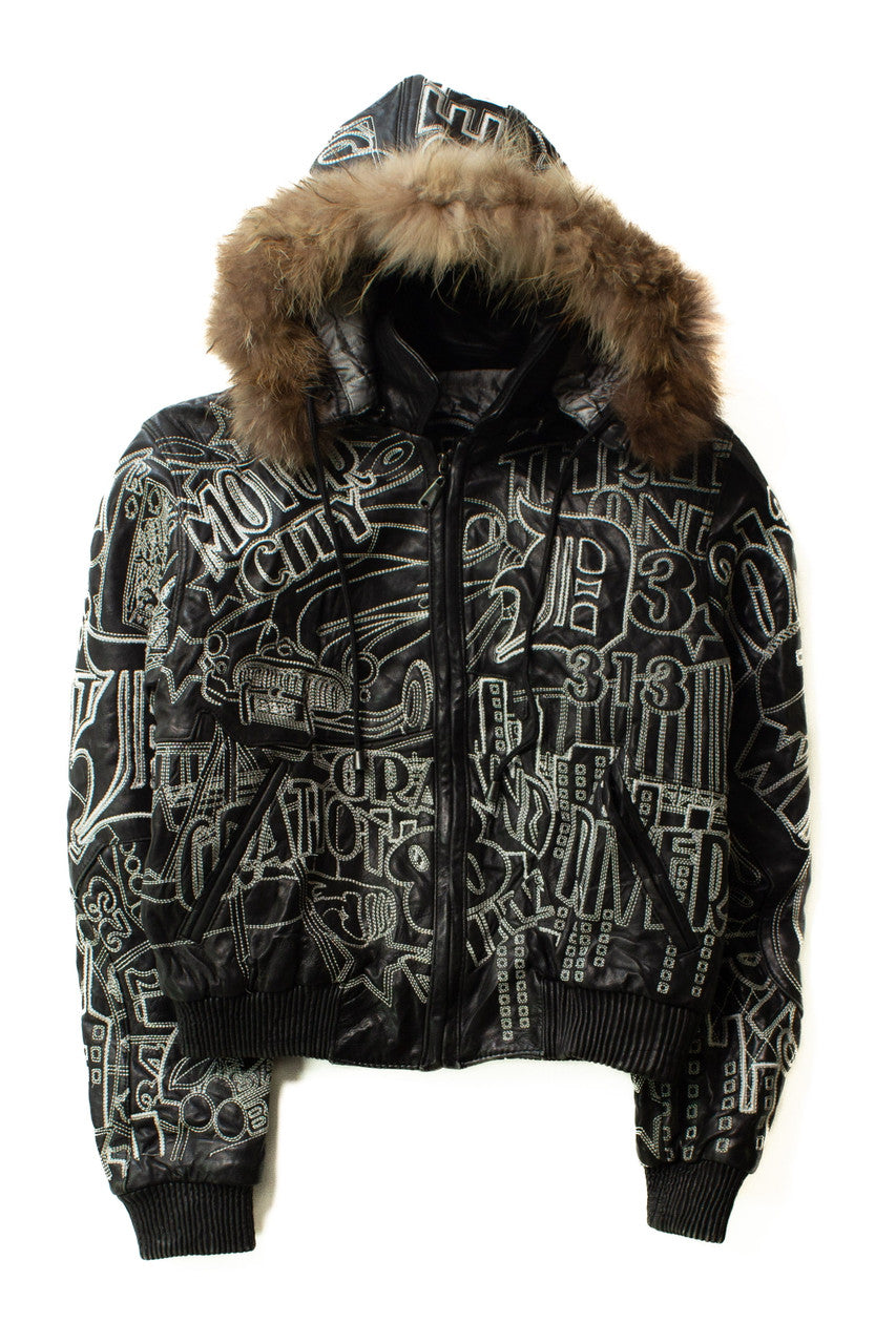 Vintage Detroit Motown Embroidered Leather Jacket (2000s)