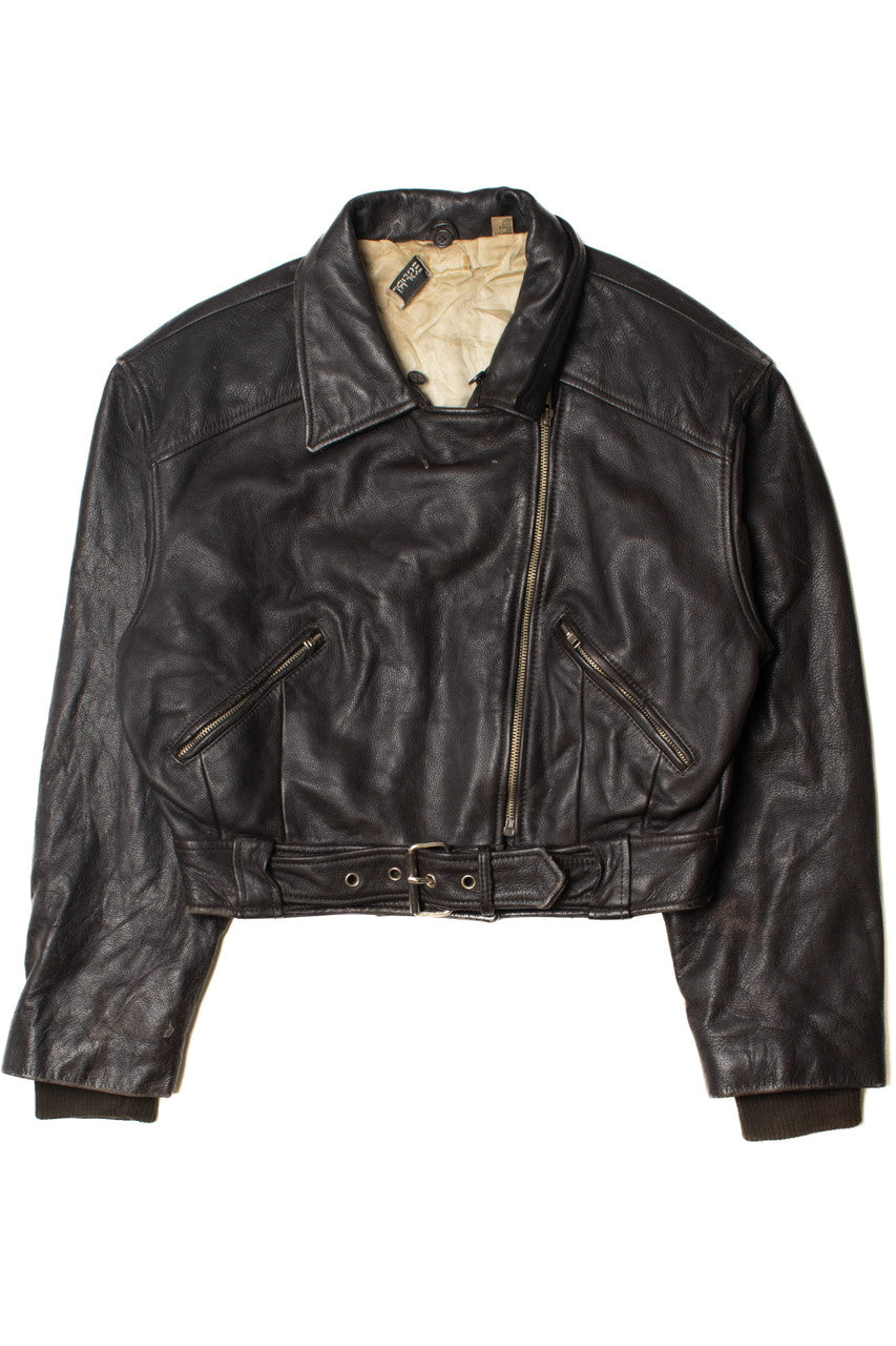 Size S//vintage 90s Cropped Leather Jacket - Etsy