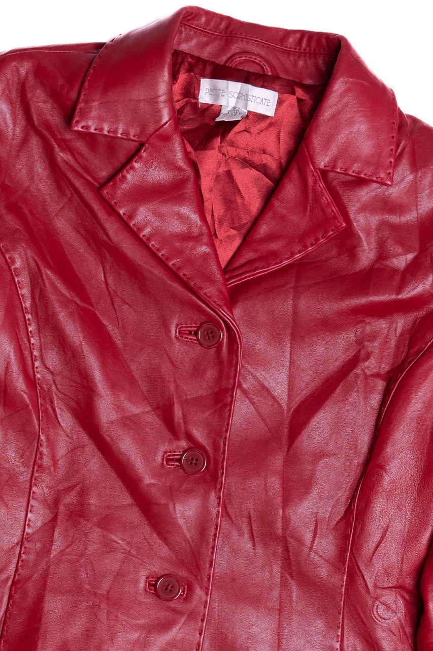 Vintage Petite Sophisticate Leather Office Blazer Jacket