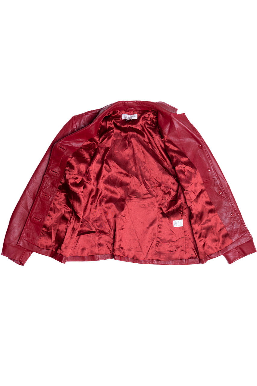 Vintage Petite Sophisticate Leather Office Blazer Jacket