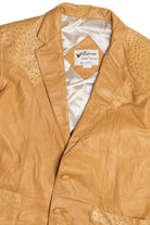 Vintage Ostrich-Like Leather Detail Leather Jacket
