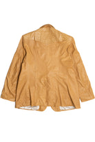 Vintage Ostrich-Like Leather Detail Leather Jacket