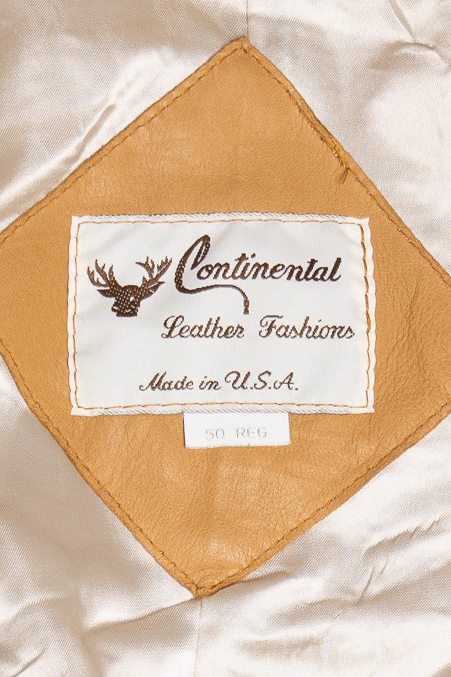 Vintage Ostrich-Like Leather Detail Leather Jacket