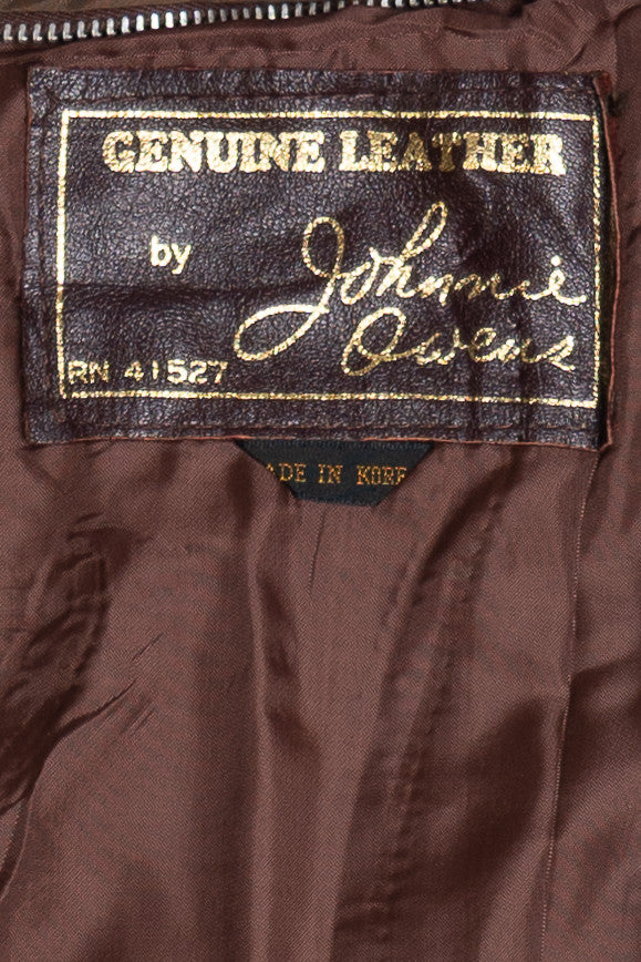 Vintage Johnnie Owens Leather Bomber Jacket
