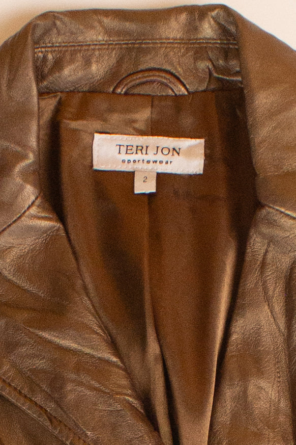 Bronze Moto Style Leather Jacket (2000s)