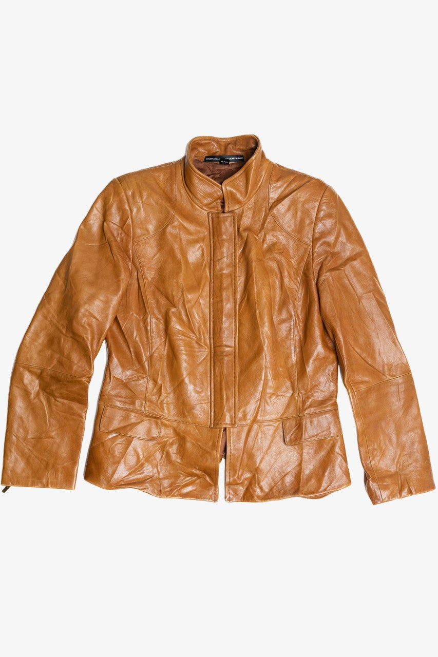 Linda Allard Ellen Tracy Hidden Zipper Leather Jacket
