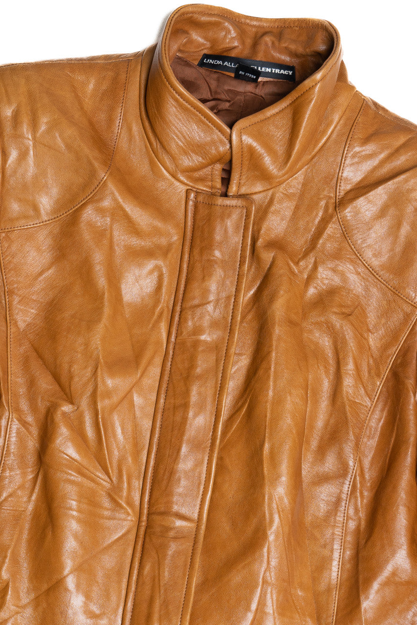 Linda Allard Ellen Tracy Hidden Zipper Leather Jacket
