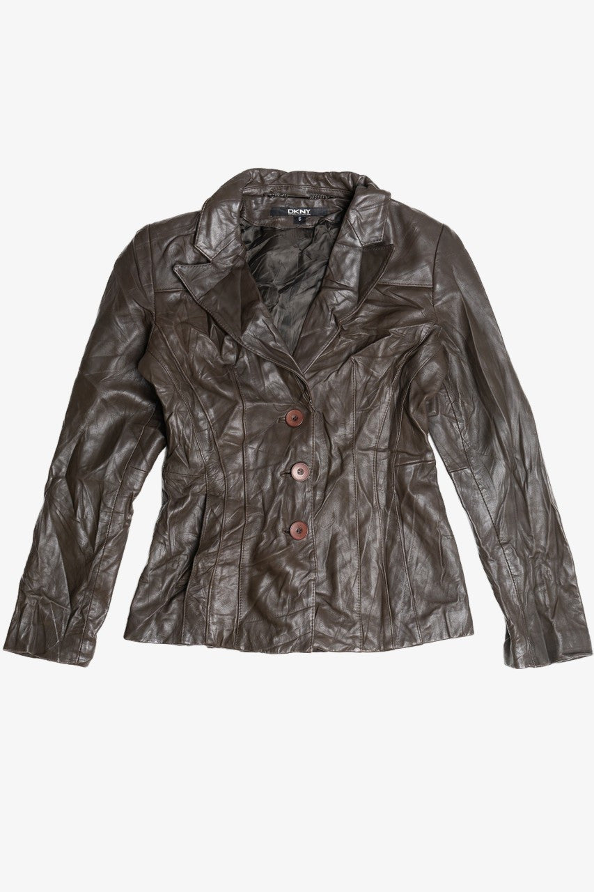 DKNY Button Up Leather Jacket