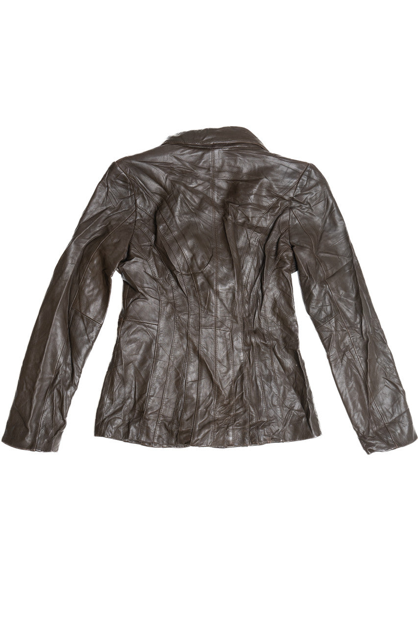 DKNY Button Up Leather Jacket