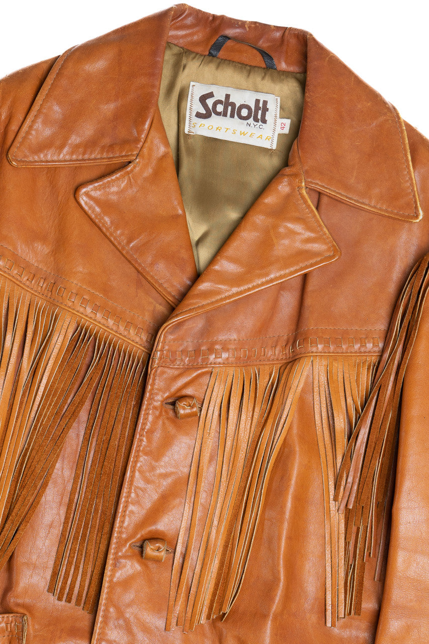 Vintage Schott Leather Jacket With Fringe