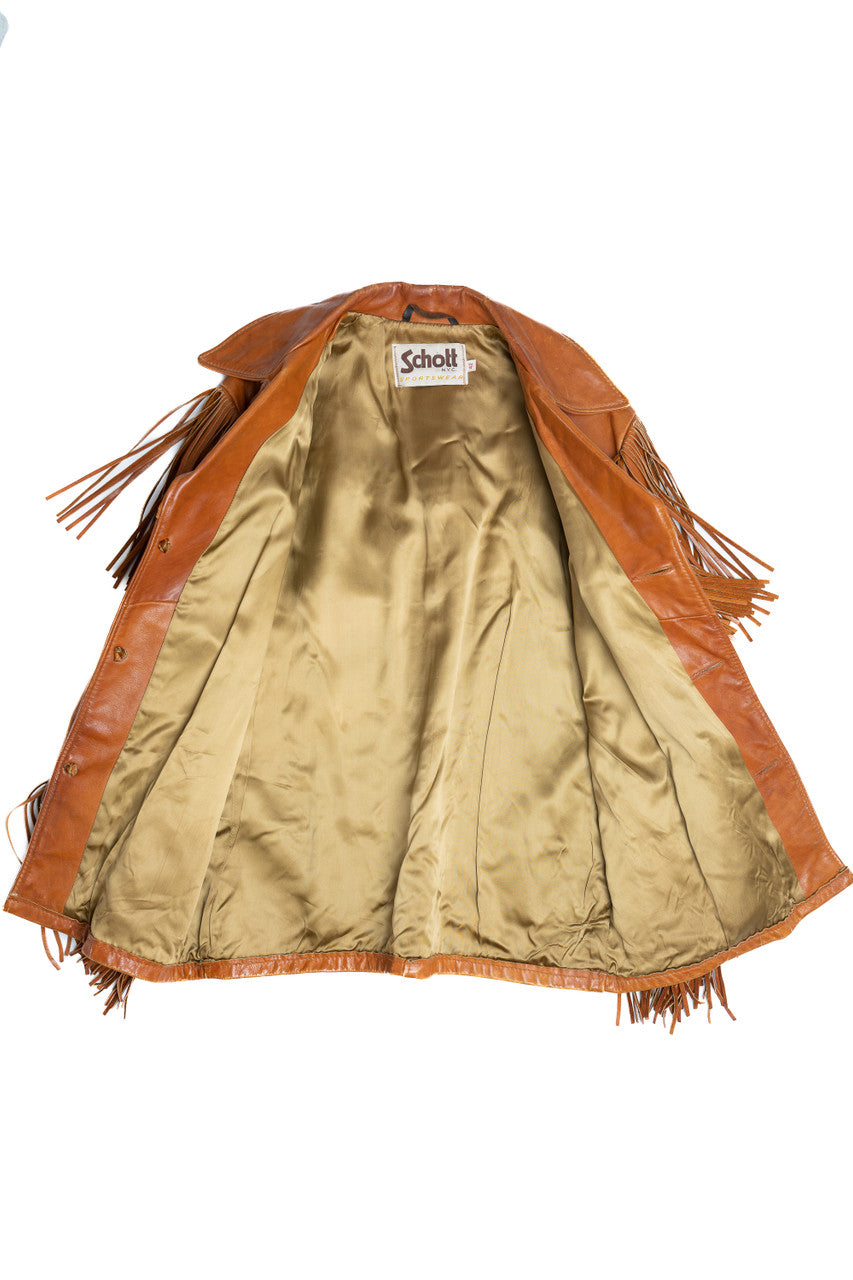 Vintage Schott Leather Jacket With Fringe