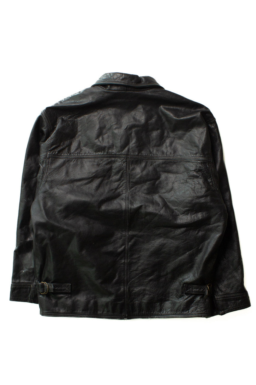 Vintage Black Zip Up Leather Jacket (1990s)