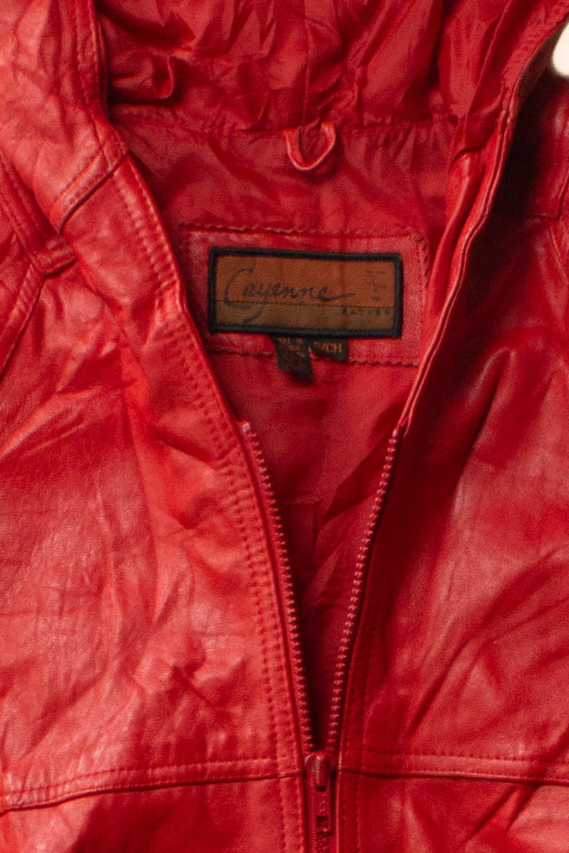 Vintage Hooded Cayenne Leather Coat (1990s)