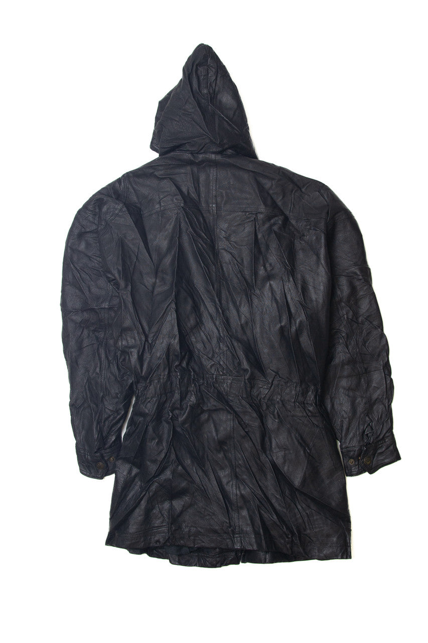Vintage Comint Hooded Leather Jacket