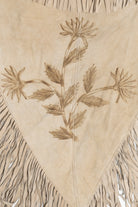 Vintage Tooled Suede Leather Poncho With Fringe