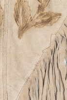 Vintage Tooled Suede Leather Poncho With Fringe