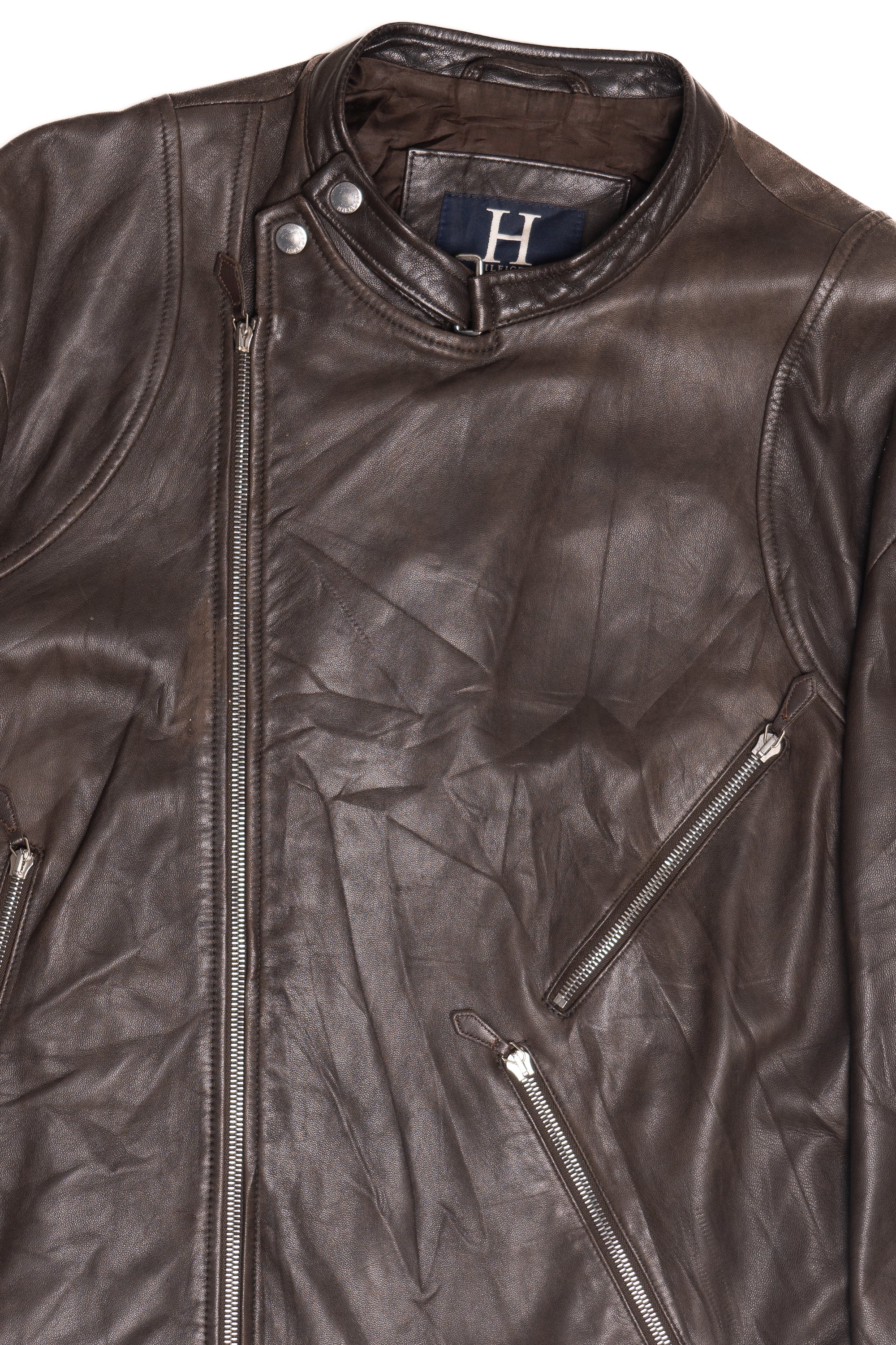 Vintage Hilfiger Dark Brown Leather Jacket (2000s)