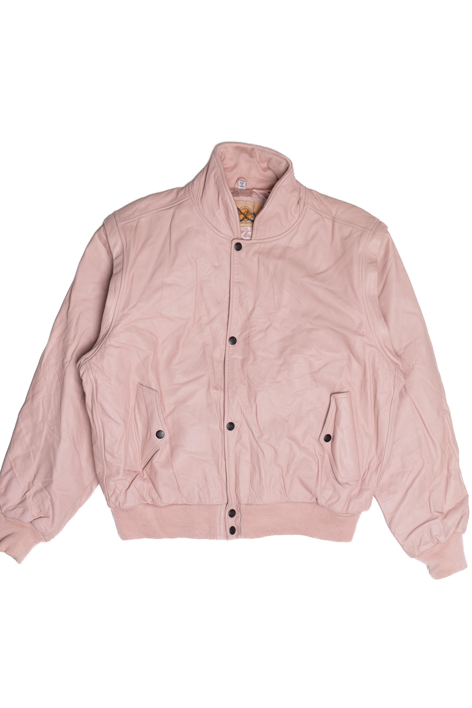 Vintage "Hard Rock Cafe Dallas" Embroidered Leather Jacket With Zip Off Sleeves (1990s)