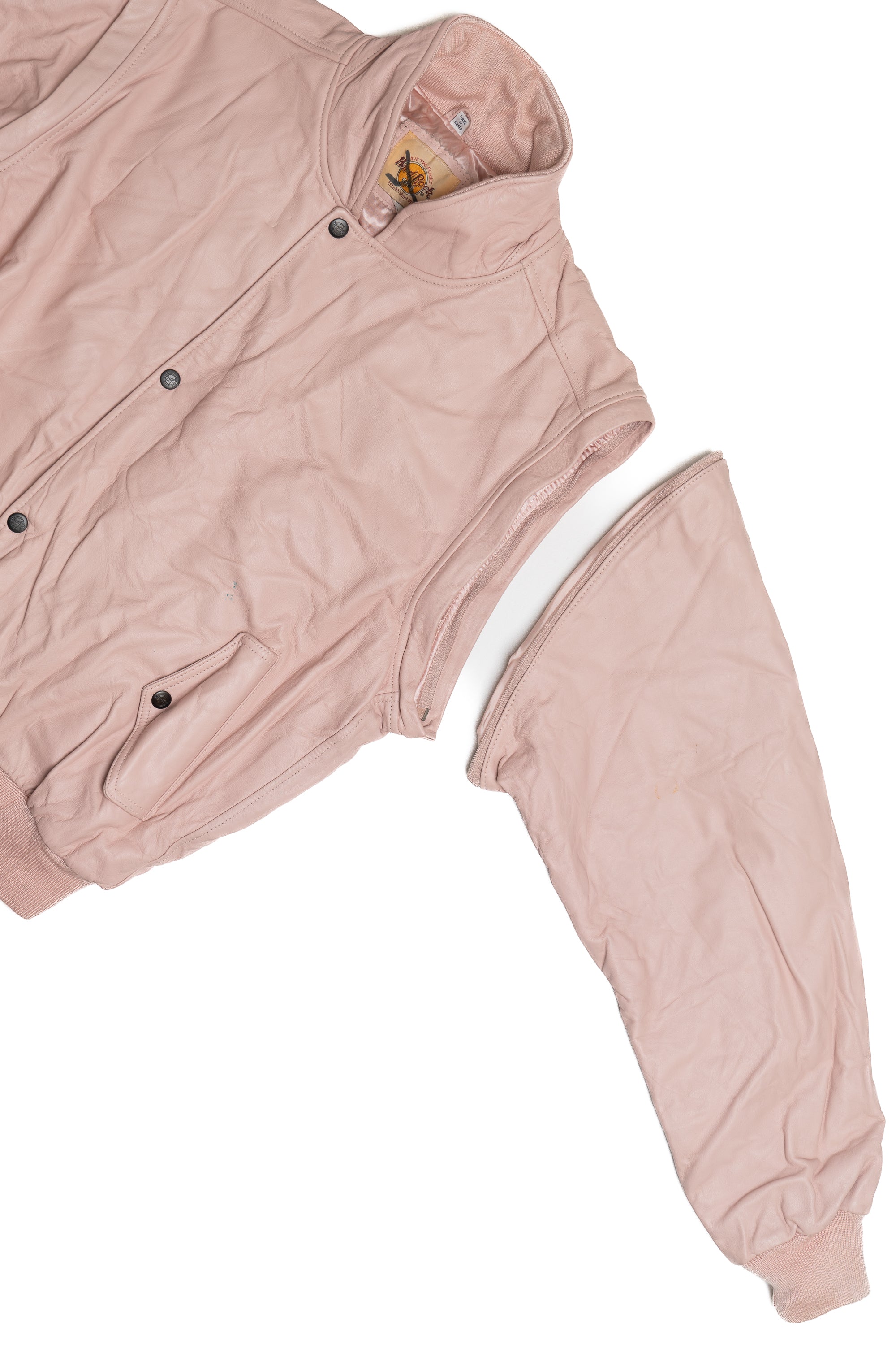 Vintage "Hard Rock Cafe Dallas" Embroidered Leather Jacket With Zip Off Sleeves (1990s)