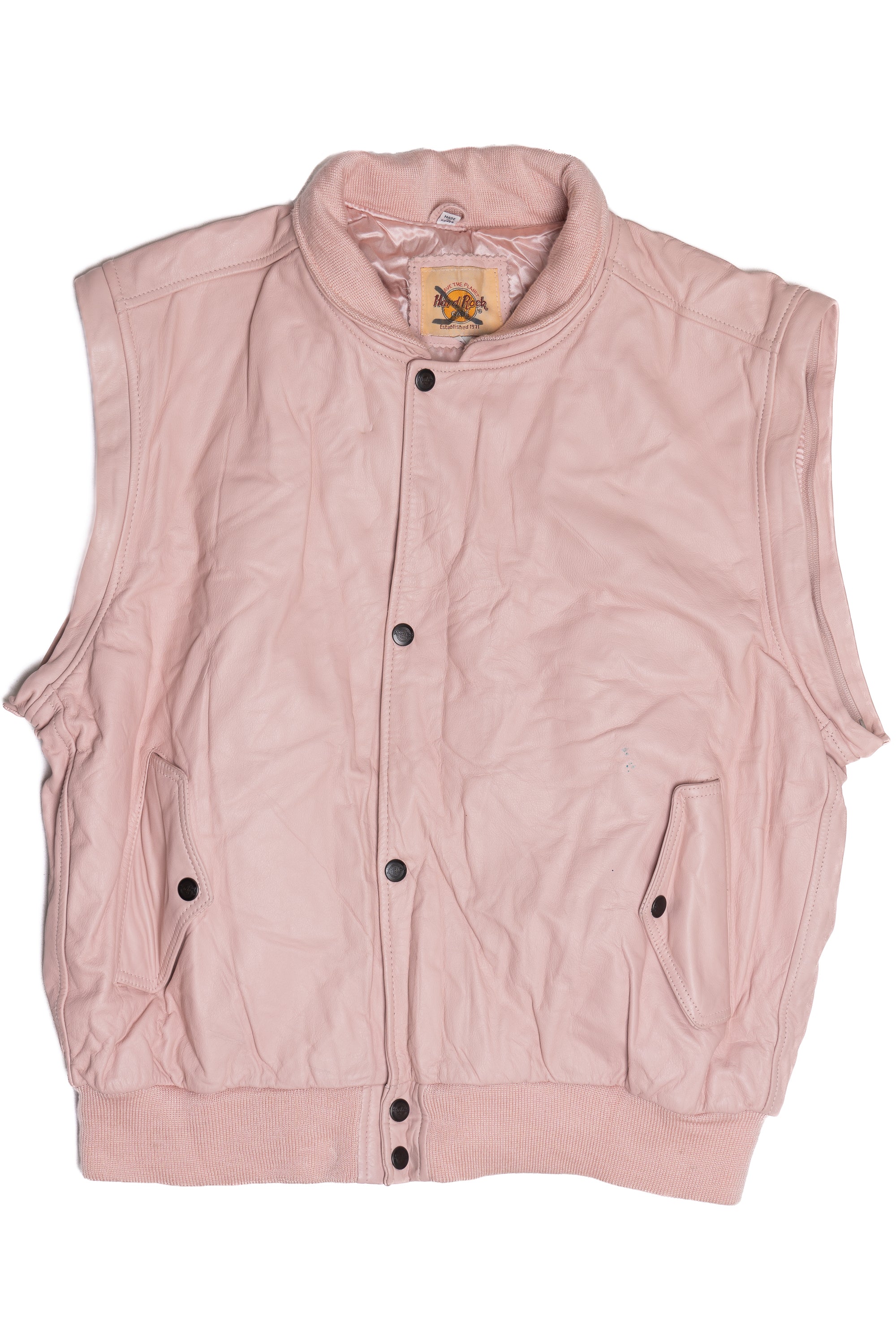 Vintage "Hard Rock Cafe Dallas" Embroidered Leather Jacket With Zip Off Sleeves (1990s)