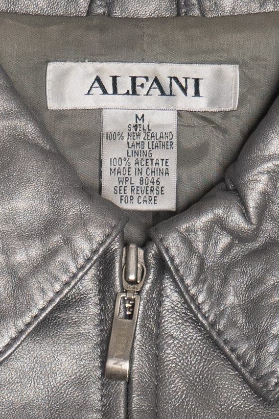 Vintage Alfani Sleek Silver Leather Jacket (2000s)