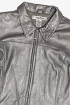 Vintage Alfani Sleek Silver Leather Jacket (2000s)