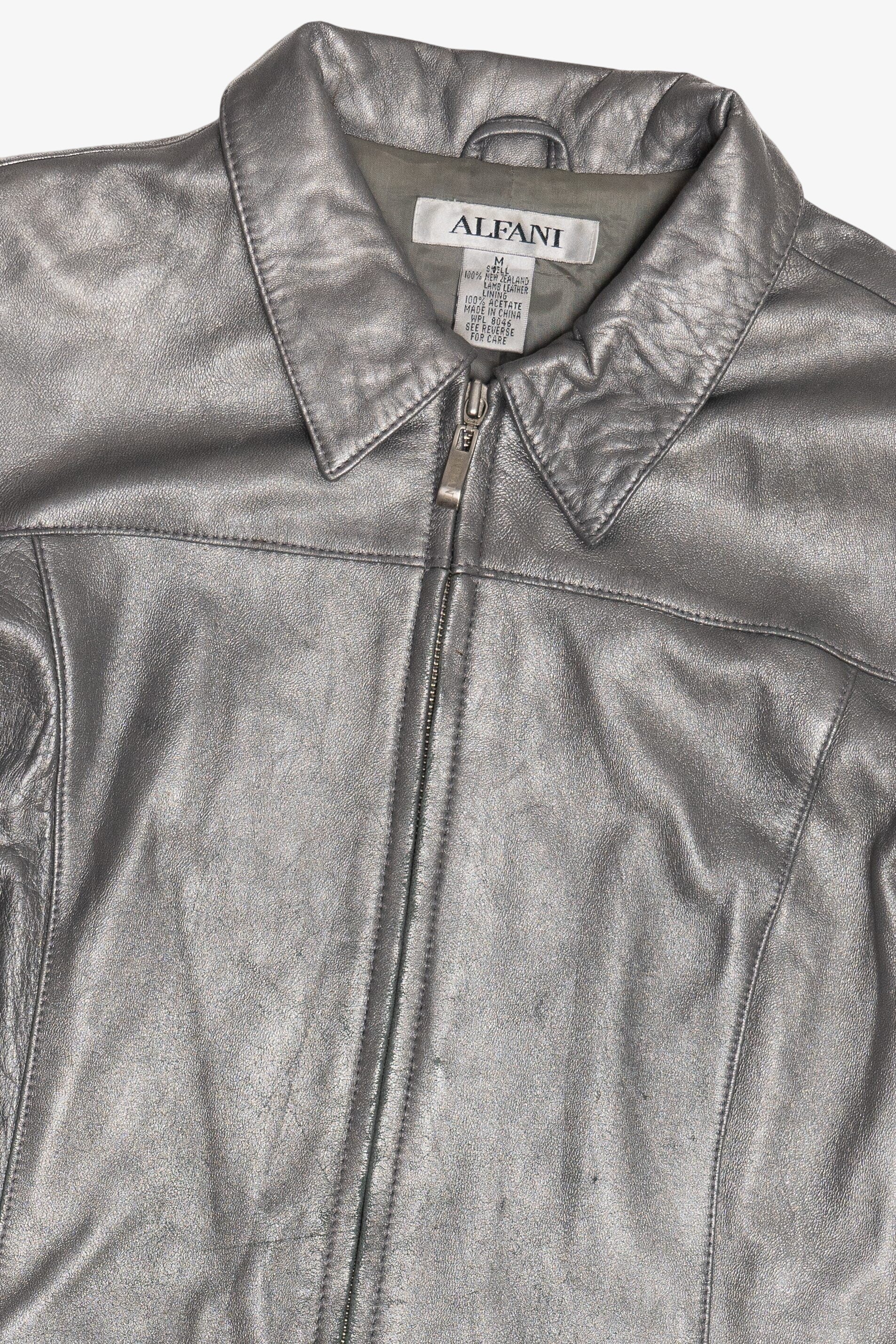 Vintage Alfani Sleek Silver Leather Jacket (2000s)