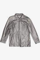 Vintage Alfani Sleek Silver Leather Jacket (2000s)