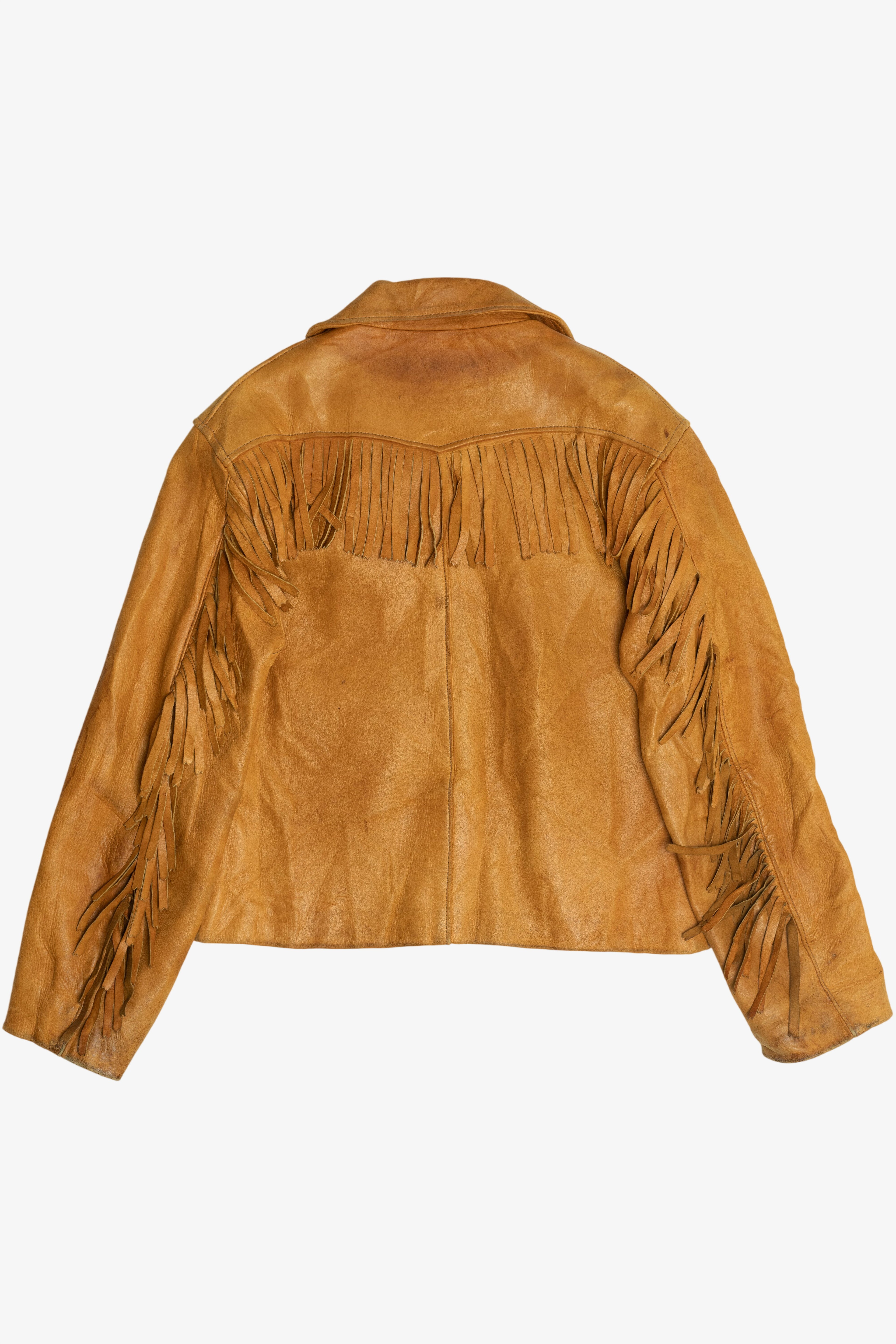 Vintage Distressed Jansha Tanning Co. Fringe Leather Jacket (1970s)