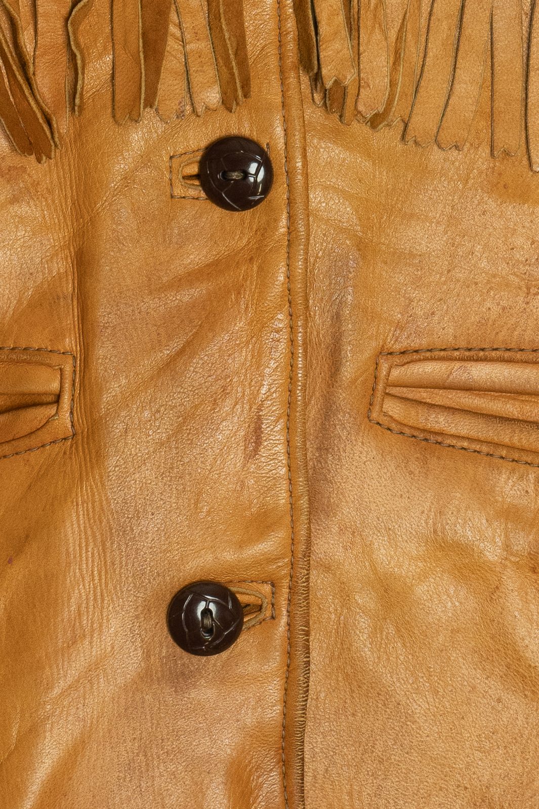 Vintage Distressed Jansha Tanning Co. Fringe Leather Jacket (1970s)