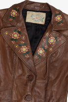 Vintage Char Hand Painted Whipstitch Leather Blazer Jacket (1970s)