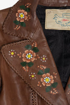 Vintage Char Hand Painted Whipstitch Leather Blazer Jacket (1970s)