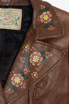 Vintage Char Hand Painted Whipstitch Leather Blazer Jacket (1970s)
