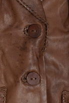 Vintage Char Hand Painted Whipstitch Leather Blazer Jacket (1970s)