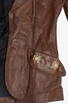 Vintage Char Hand Painted Whipstitch Leather Blazer Jacket (1970s)