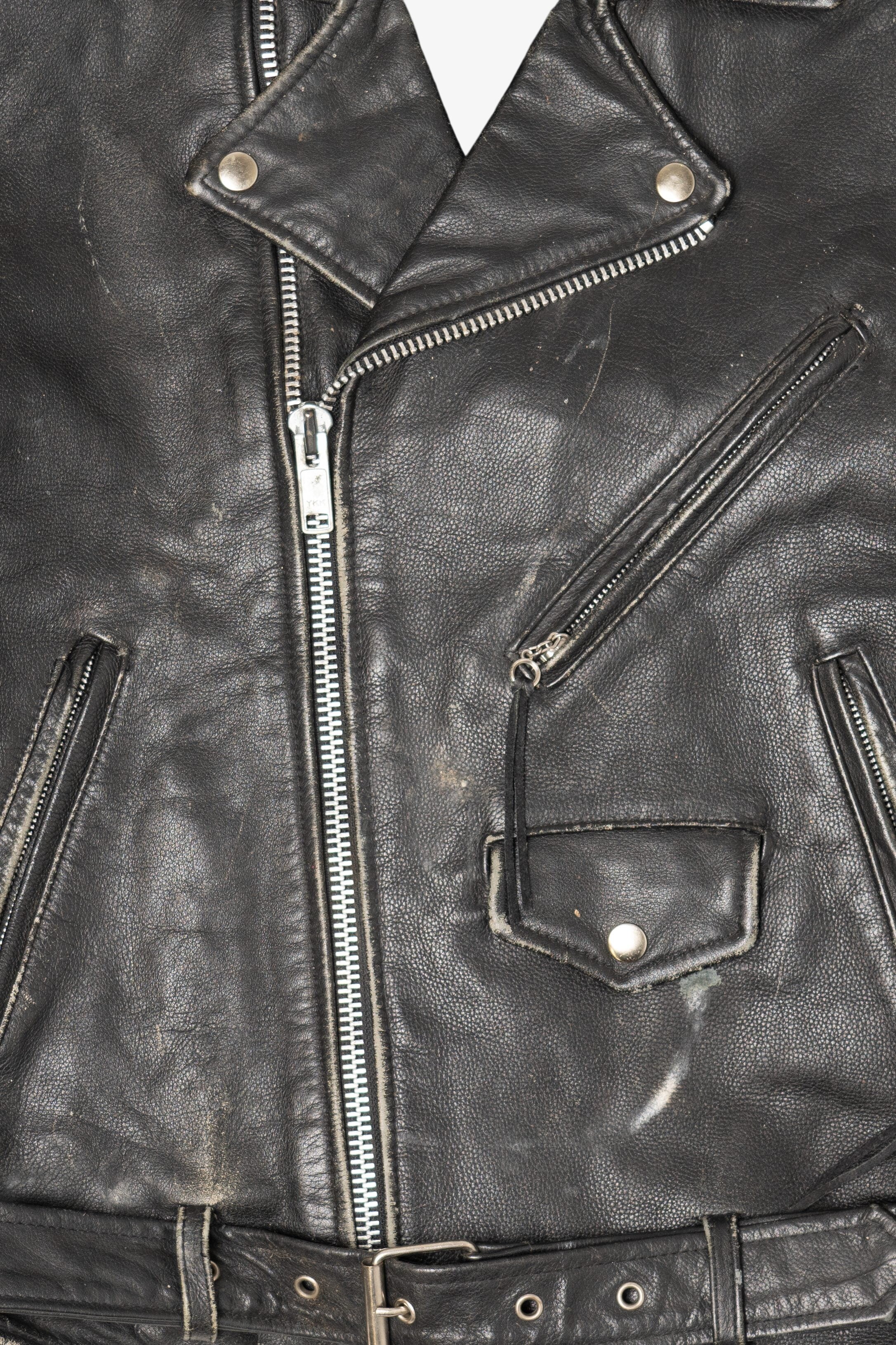 Vintage Distressed Open Road Leather Motorcycle Jacket (1990s