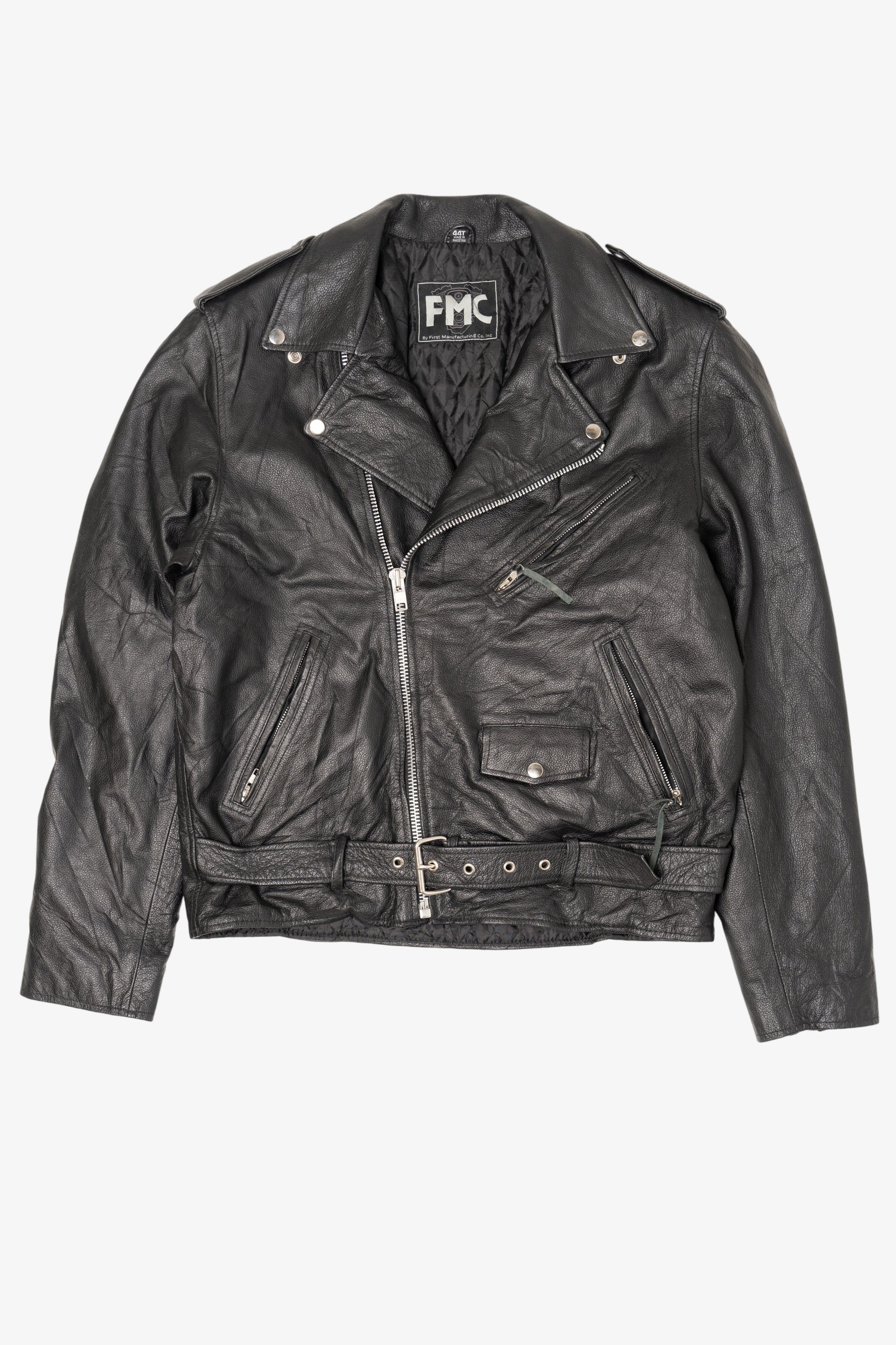 gear leather jacket Vintage FMC Leather Motorcycle Jacket (1990s)