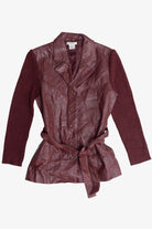 Vintage Sisters Burgundy Sweater Sleeve Leather Jacket (1990s)