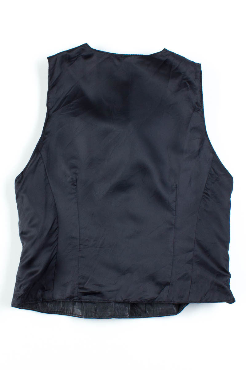 Black Leather Button-Up Vest