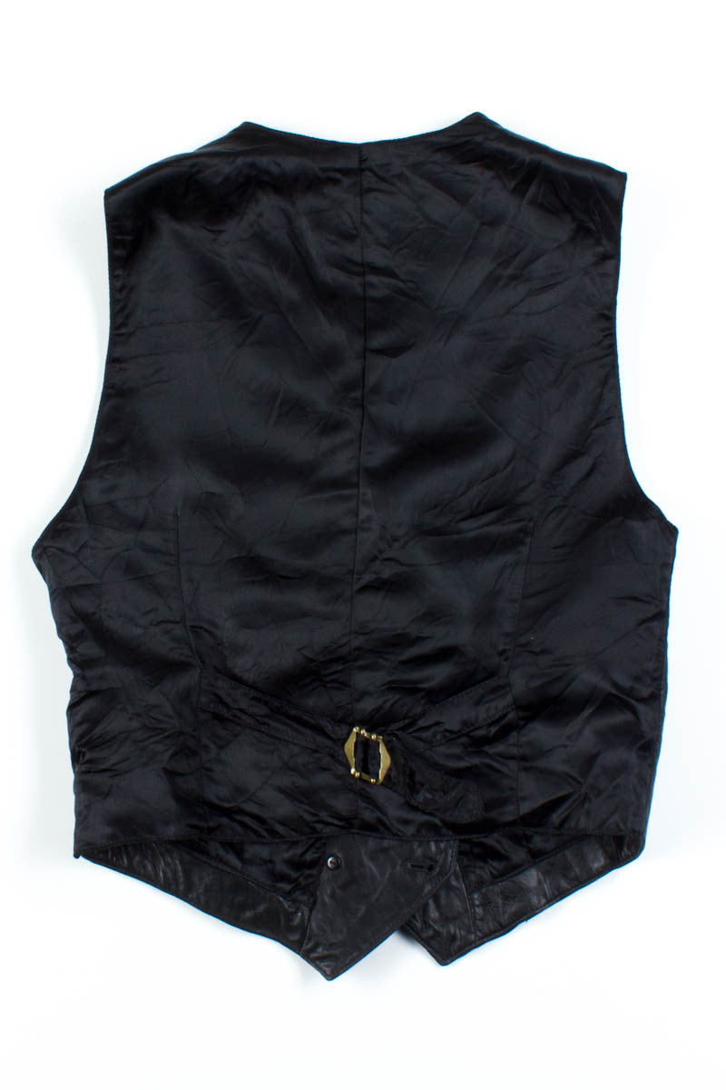 Black Double Breasted Leather Vest
