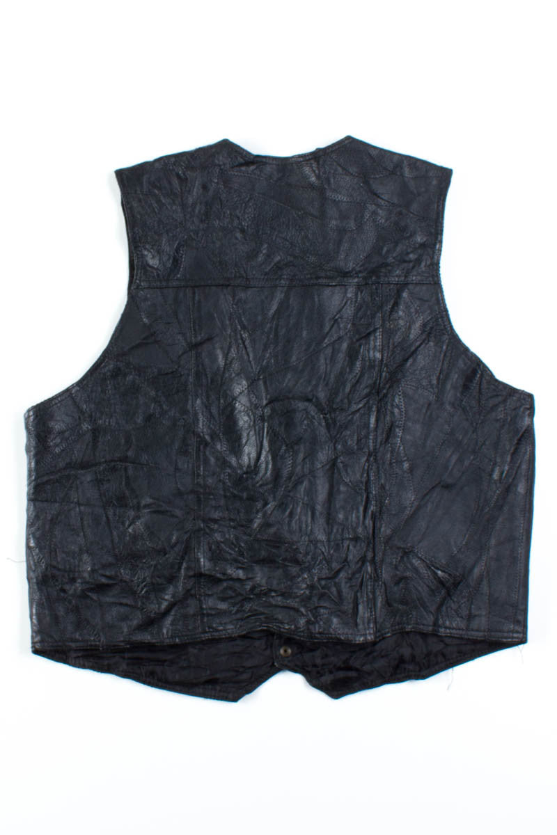 Black Leather Patchwork Vest