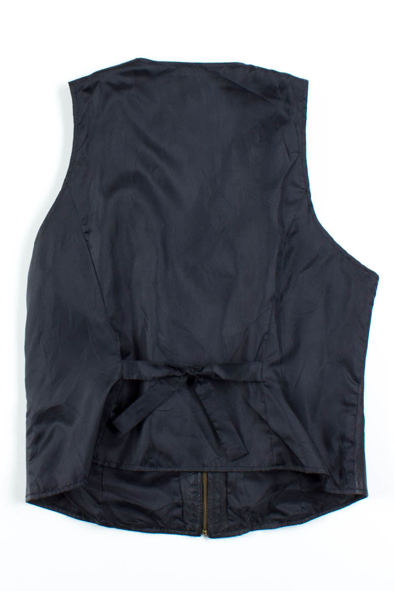 Black Leather Zip-Up Vest