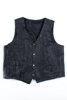 Black Leather Biker Vest